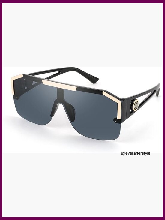 Square Oversized Shield Sunglasses with UV400 Protection main image 4